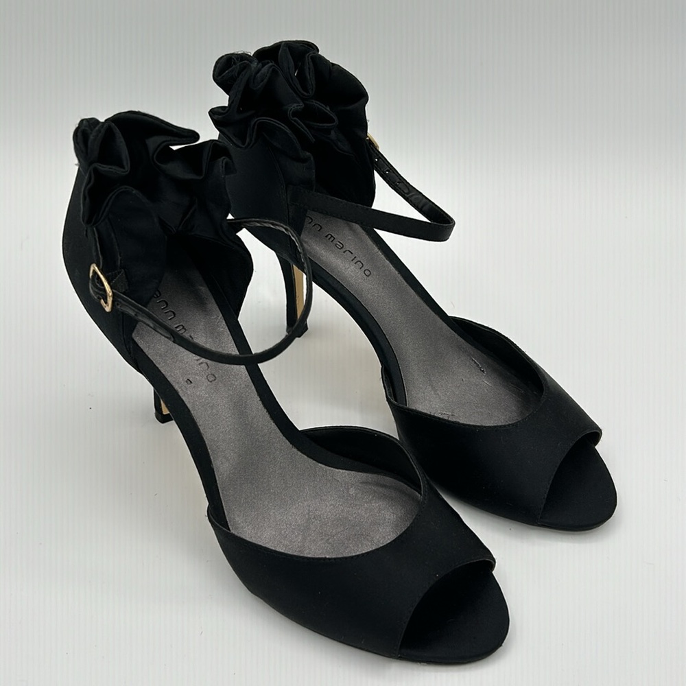 ANN MARINO Black Satin Dressy Heels Size 8M